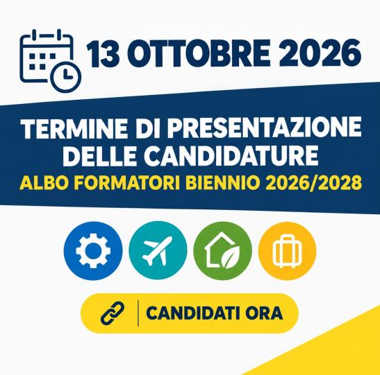 13 OTTOBRE 2026: termine di presentazione delle candidature - albo formatori biennio 2026/2028